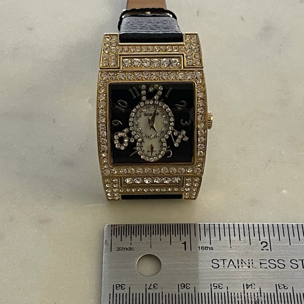 Gossip Gold and Black Watch with Crystal Accents.